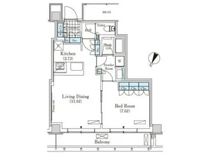 メルクマール京王笹塚レジデンス(1LDK/18階)の間取り写真