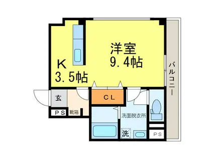 ハシモトマンション(1K/8階)の間取り写真