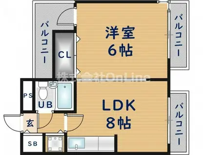 ハイツはまゆう(1LDK/4階)の間取り写真