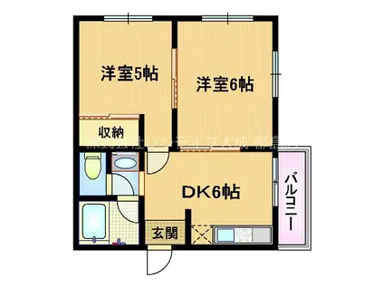 チェリー北ハイツ(2DK/4階)の間取り写真