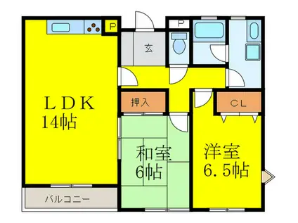 ブルームヒルズ(2LDK/3階)の間取り写真