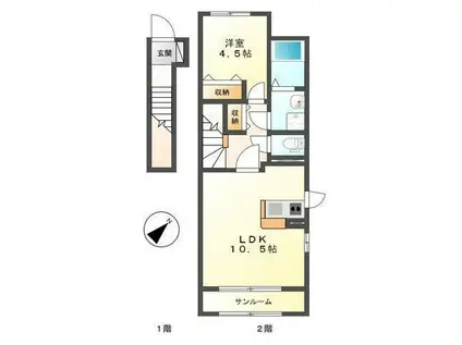 レガーロ(1LDK/2階)の間取り写真