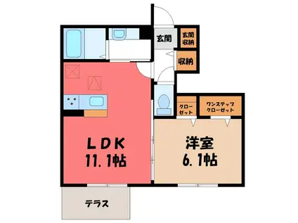 カスタリアIII(1LDK/1階)の間取り写真
