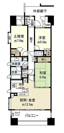 仙台パークホームズ新寺公園(3LDK/3階)の間取り写真