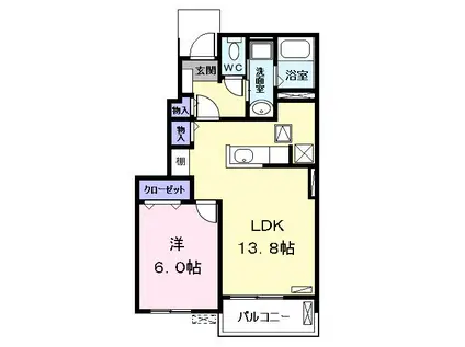 リバーサイド・ミツ(1LDK/1階)の間取り写真