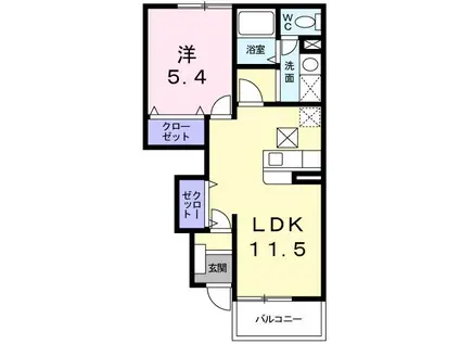 リヴィエールII(1LDK/1階)の間取り写真