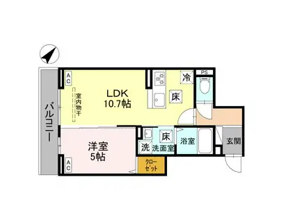 ノーブルラフィネ蕨(1LDK/1階)の間取り写真