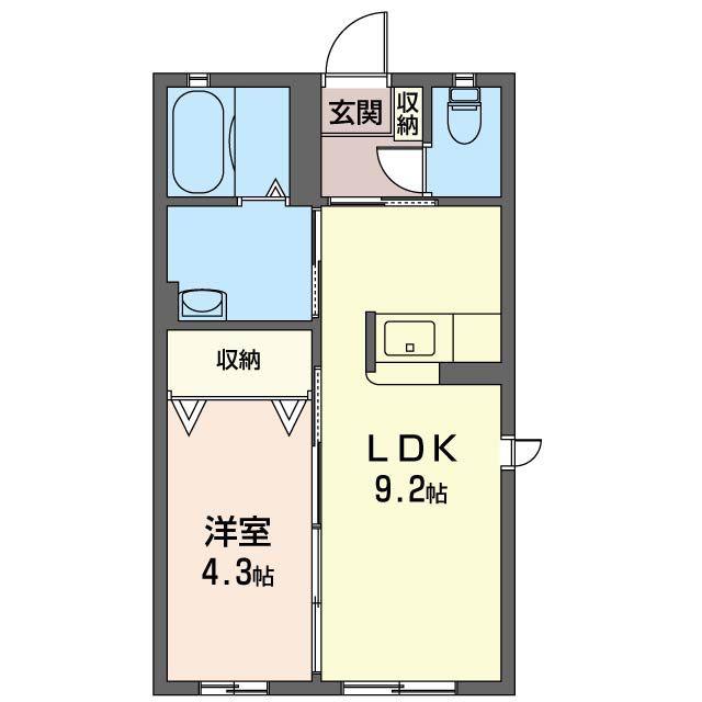 ヴィラ・プロスパーA(1LDK/2階)の間取り写真