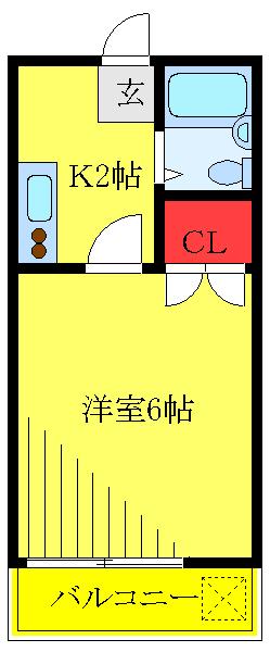 ホワイトハイツ(1K/1階)の間取り写真