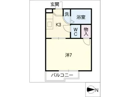 ジュネスアゲハ(1K/2階)の間取り写真