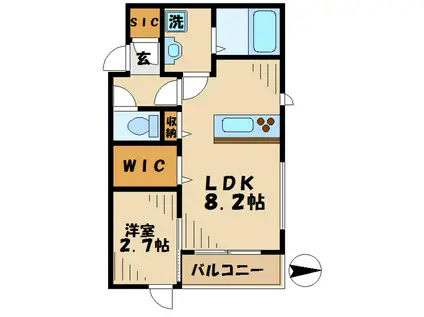 DROOM南大沢 ディールームミナミオオサワ(1LDK/2階)の間取り写真