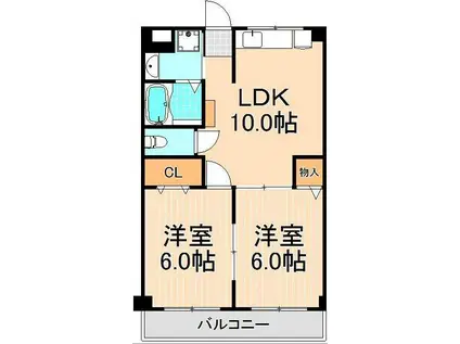 ニューグリーンハイツ(2LDK/2階)の間取り写真