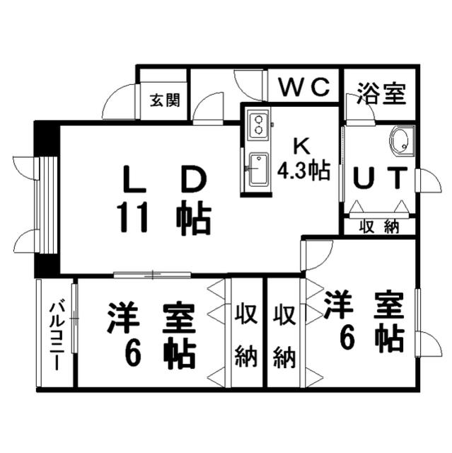 リリーコーポ(2LDK/2階)の間取り写真
