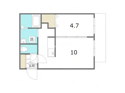 MODE・手稲本町(1LDK/2階)の間取り写真