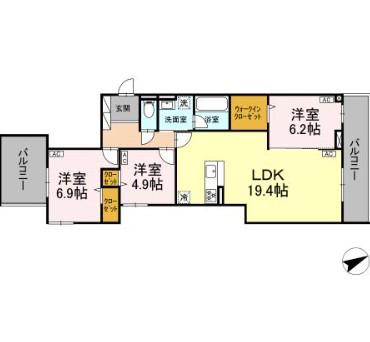 D-RESIDENCE稲城(3LDK/3階)の間取り写真