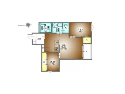 REGALEST名古屋駅前(2LDK/1階)の間取り写真