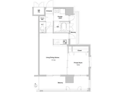 エンクレスト大手門3(1LDK/8階)の間取り写真