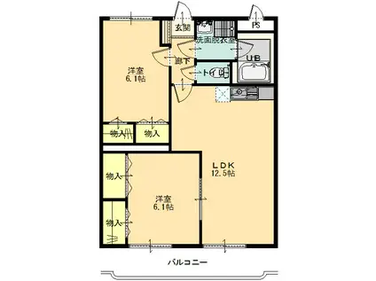ブレインヒルズ雅(2LDK/2階)の間取り写真