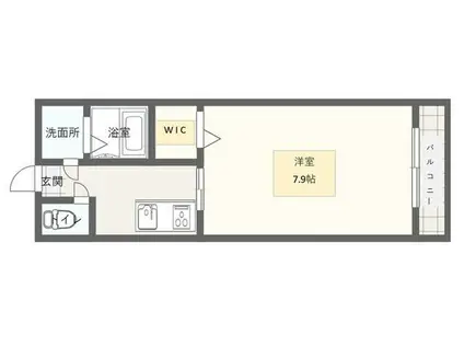 ソリテール月出(1K/1階)の間取り写真