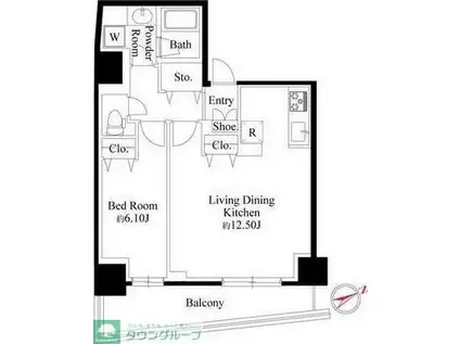 N-FLATS三ノ輪(1LDK/13階)の間取り写真