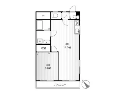 岡本ビル(1LDK/4階)の間取り写真