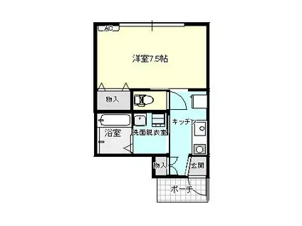 アバンティ太閤山(1K/1階)の間取り写真