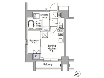 イプセ代々木(1DK/2階)の間取り写真