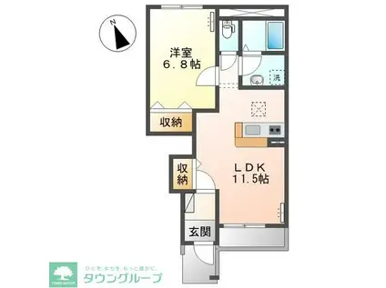 ミルキーウェイII(1LDK/1階)の間取り写真