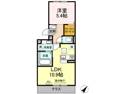 エスポワール松橋(1LDK/1階)の間取り写真
