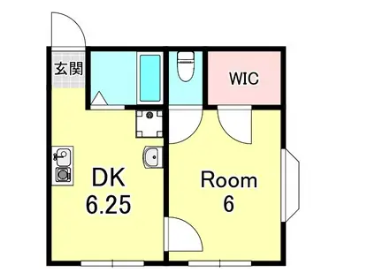 舎呂夢いしやま(1DK/1階)の間取り写真