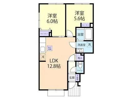 7/15角田市梶賀テラスハウス B(2LDK/1階)の間取り写真