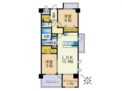 LUMINOUS TERRACE 諸岡(2SLDK/3階)の間取り写真