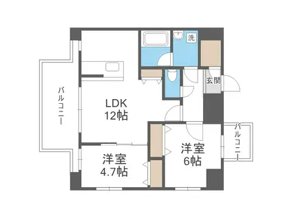 MODERN PALLAZO博多デュオグランドウエスト(2LDK/6階)の間取り写真
