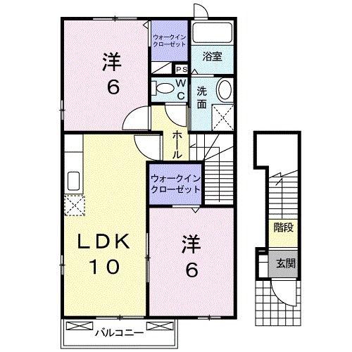サンライズフェアスカイ(2LDK/2階)の間取り写真
