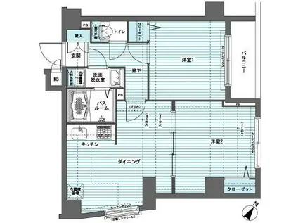 フェニックス代田橋ノース(2DK/2階)の間取り写真