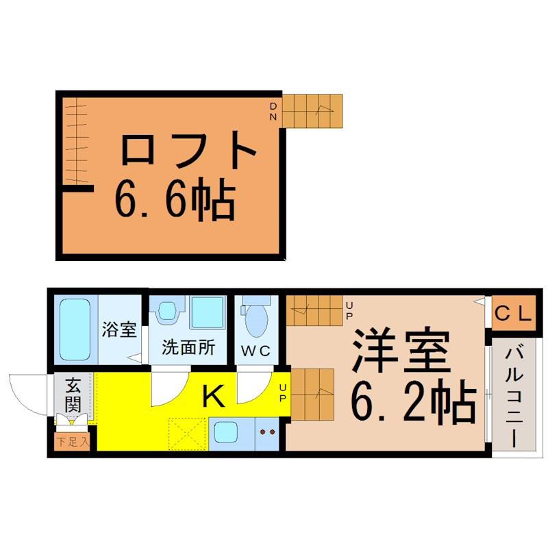 LASPERANZA神宮西(1K/2階)の間取り写真