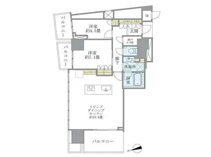 ブリリアタワー池袋(2LDK/29階)の間取り写真