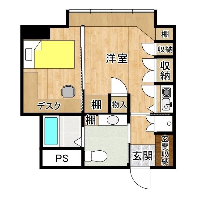 パークサイドヴィラ楓(ワンルーム/2階)の間取り写真