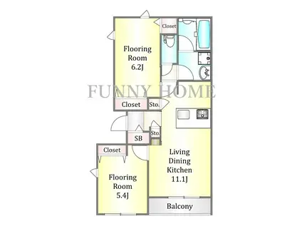 深沢1丁目メゾン(2LDK/2階)の間取り写真