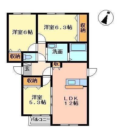 エスポワールYAMASO(3LDK/1階)の間取り写真