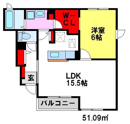 メゾンド道(1LDK/1階)の間取り写真