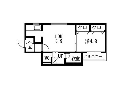 プライムスクエア琴似(1LDK/4階)の間取り写真