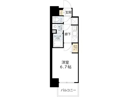 プレサンス天神橋ラ・デュアル(1K/2階)の間取り写真