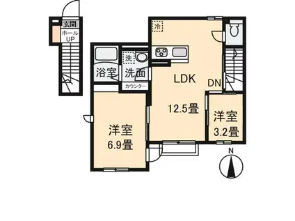 クレールムサシ(1SLDK/2階)の間取り写真