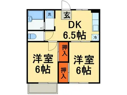 藤ハイツA棟(2DK/2階)の間取り写真