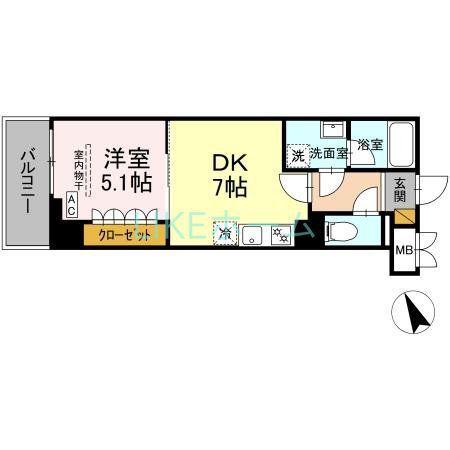 GRAND VILLAGE(1DK/4階)の間取り写真