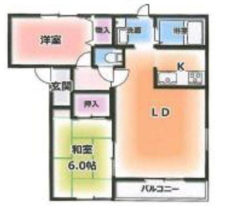 ファジーアドザックスA棟(2LDK/2階)の間取り写真