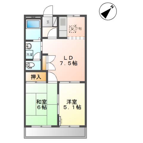 エスポワール駿河A(2LDK/1階)の間取り写真
