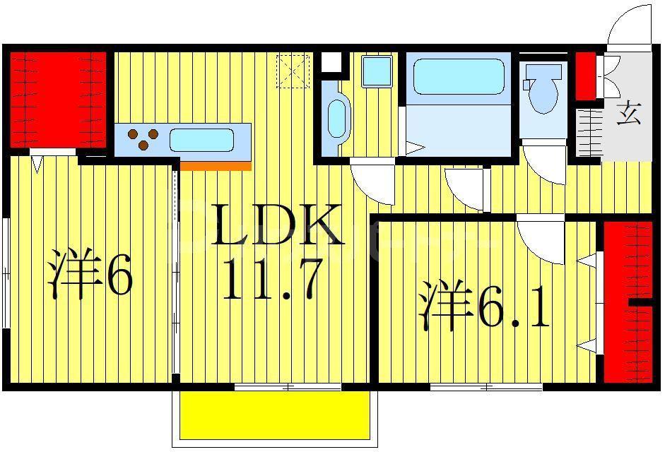 ティアラIII(2LDK/3階)の間取り写真