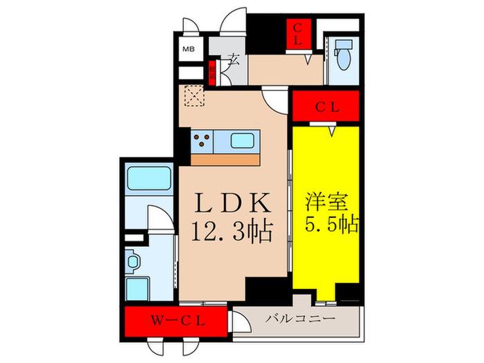 CEREJEIRA江坂(1LDK/5階)の間取り写真